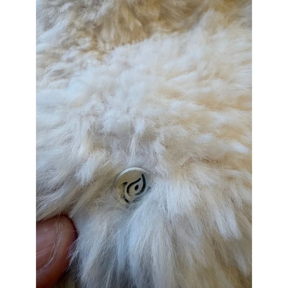 Apana Faux Fur Beanie Women OS Cream Excellent Pompom Shaggy Winter Hat